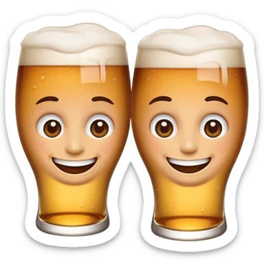 Hello emoji style face drinking two beers at once sticker