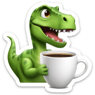 dinosaur drinks coffee sticker