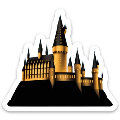 Harry Potter series, Hogwarts castle silhouette with a few stars, outline only sticker