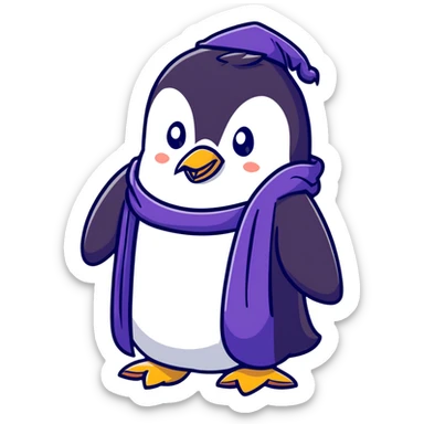 Penguin wizard with a flowing purple robe and long white beard sticker