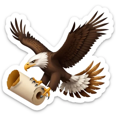 Eagle drag a roll of paper in his legs sticker