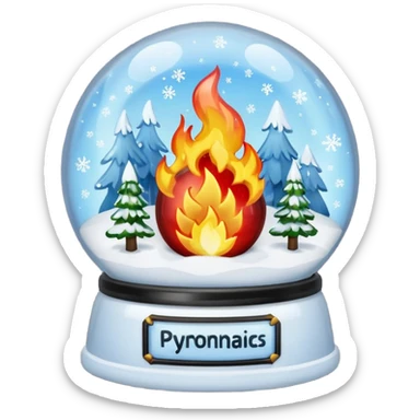 Can you make snow globes  cooperative with fire and have the text pyromaniacs  sticker