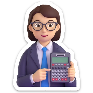 accountant with glasses and calculator sticker