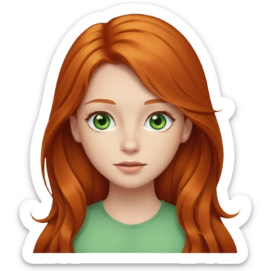 Beautiful ginger head girl with long hair and light green eyes sticker