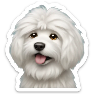 fluffy dog portrait closeup mouth closed sticker