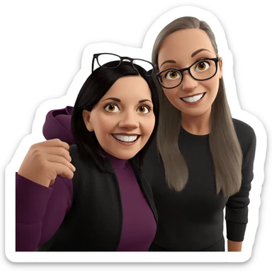 friendly girls with glasses sticker