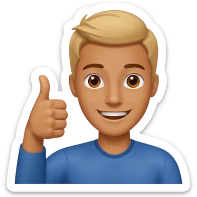 Buat gambar aw shucks yg sedang senang dan berikan jempol sticker