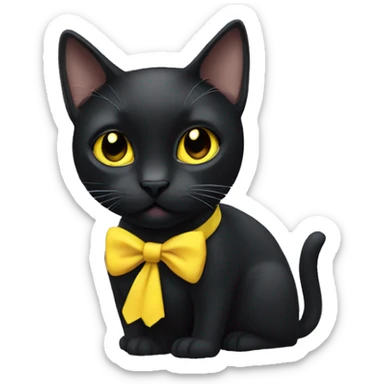 Black Cat with yellow bow tie sticker