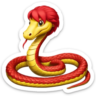 Snake with red haired wig sticker