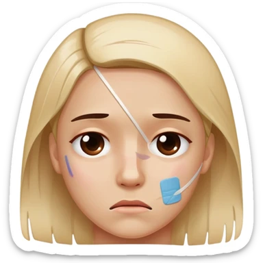 Face with bandaid and bruise showing emotional pain sticker