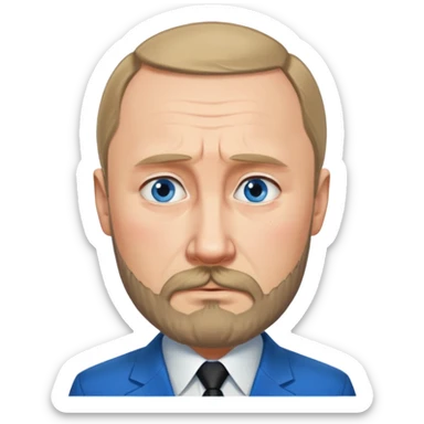 sad face of putin with a hitler-style beard sticker