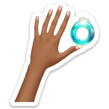 womans hand with a magical ring in the ring finger sticker