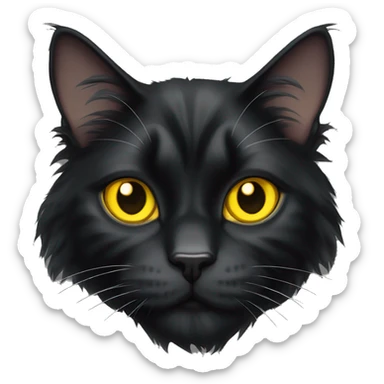 Black Maine coon cat with yellow eyes sticker