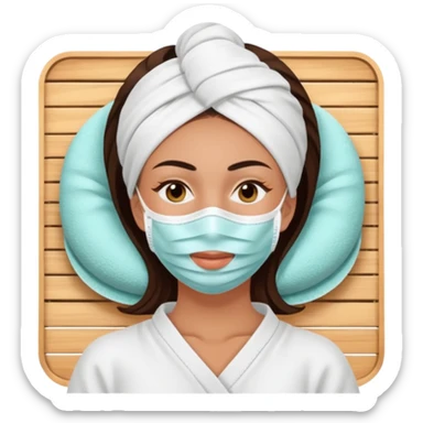 Lady with face mask spa beauty full face relaxing sticker