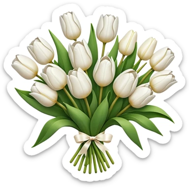 white tulip bouquet  sticker