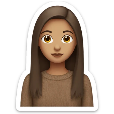Brown straight hair girl with brown eyes and brown sweater sticker