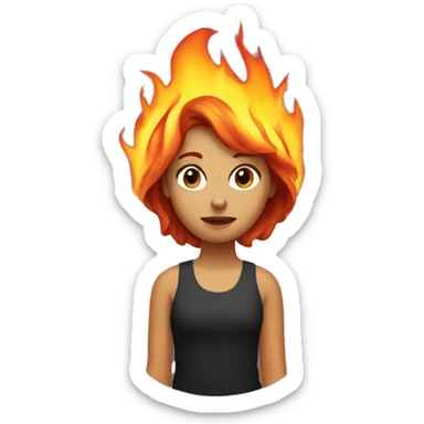 Girl with hair made of fire sticker