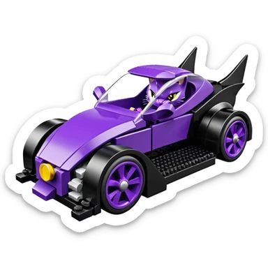 Hot rod Lego Cat Woman’s sporty futuristic pursuit mobile two seater car  sticker
