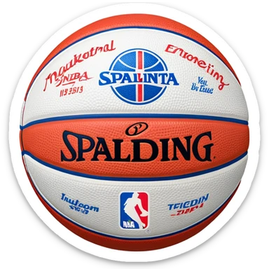 Basketball with Spalding and NBA logos, colored in white, blue, and red stripes (Russian flag colors) sticker