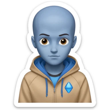 Megamind with a tan hoodie sticker