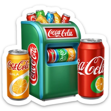 Coin-operated machine There are yellow Lay's potato chips, green Lay's potato chips, and orange Lay's potato chips.Coke can, blue cola can, orange soda can.A can of green soda, a can of red soda, and candies with tola and menthol. sticker