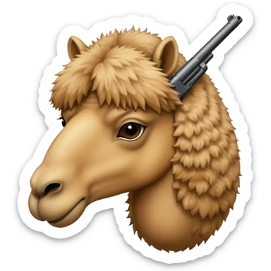 Camel with a gun to its head sticker