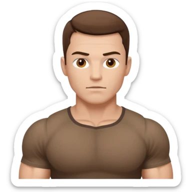 muscular man white skin, wear brown shirt sticker