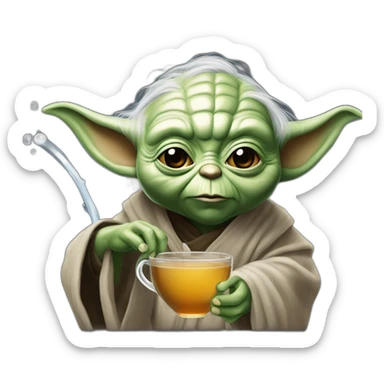 Maître yoda qui boie un buble tea  sticker