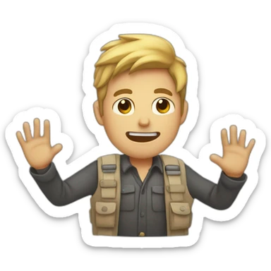 Hombre saludando con la mano hacia arriba sticker