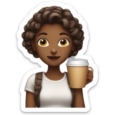 Girl with coffee pose sticker