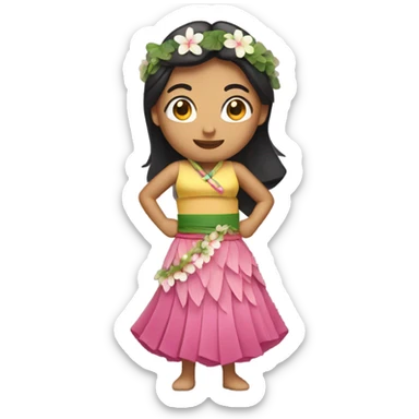 Asian woman in hula skirt sticker