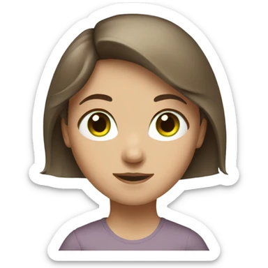 A girl with brown hair, long and light green eyes sticker