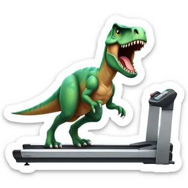 dinosaur runs on a treadmill sticker