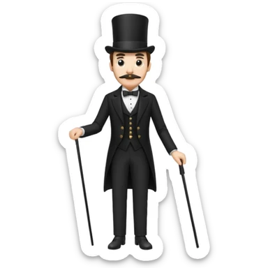dapper 1800s man with top hat, full body, standing, front view sticker