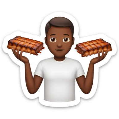 Person with bbq ribs in each hand  sticker