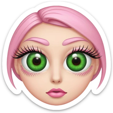pink green eyeballs lashes only sticker