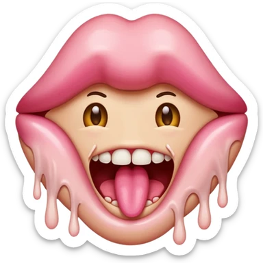 Hungry drooling and saliva dripping out of the mouth sticker