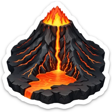 Volcano Planet, lava rivers and erupting peaks.
 sticker