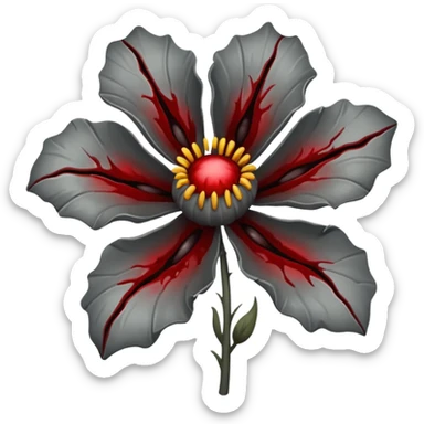 Grey creepy flower with red and blood on inside sticker