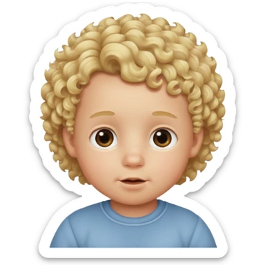 Make a cute baby boy with blonde curly hair  sticker