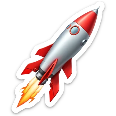 aesthetic red rocket lifting off sticker