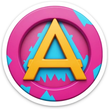 A 3D cartoon graffiti-style anarchy “A” inside a circle, rough texture, dark background, Memoji-style. sticker