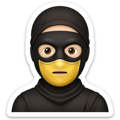 Yellow circle with no eyebrows but brown eyes and mouth being a robber sticker