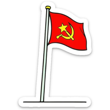 Red communist flag waving sticker