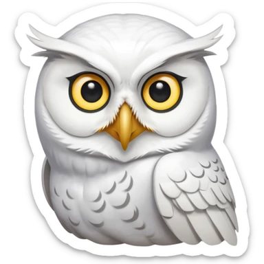 white olw half body, 45 degree lean head sticker