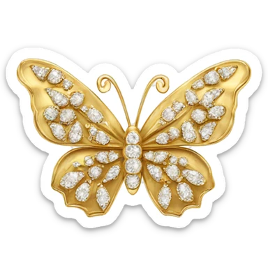 Gold butterfly jewel with heart shaped diamonds sticker