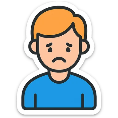 A person with a sad expression, looking lonely sticker