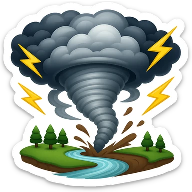 extreme weather with a tornado, emoji style sticker