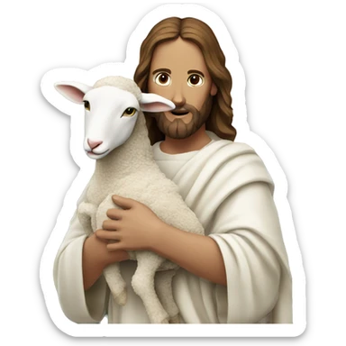 Jesus white face carrying a lamb sticker