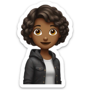 Amoureux une fille au cheveux noir et une fille au cheveux brun sticker